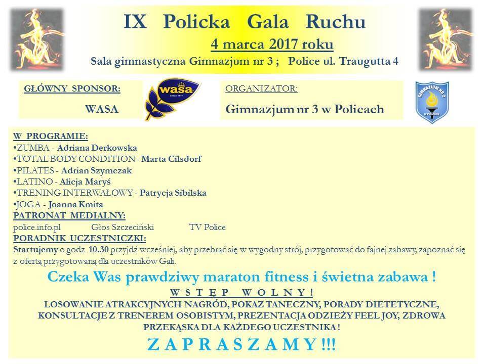 Zapraszamy na IX Policką Galę Ruchu