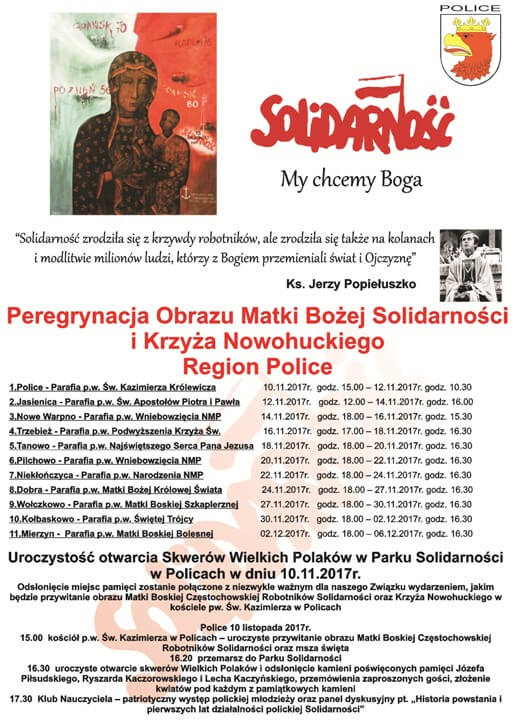 Otwarcie Skweru Wielkich Polaków w Parku "Solidarności" w Policach