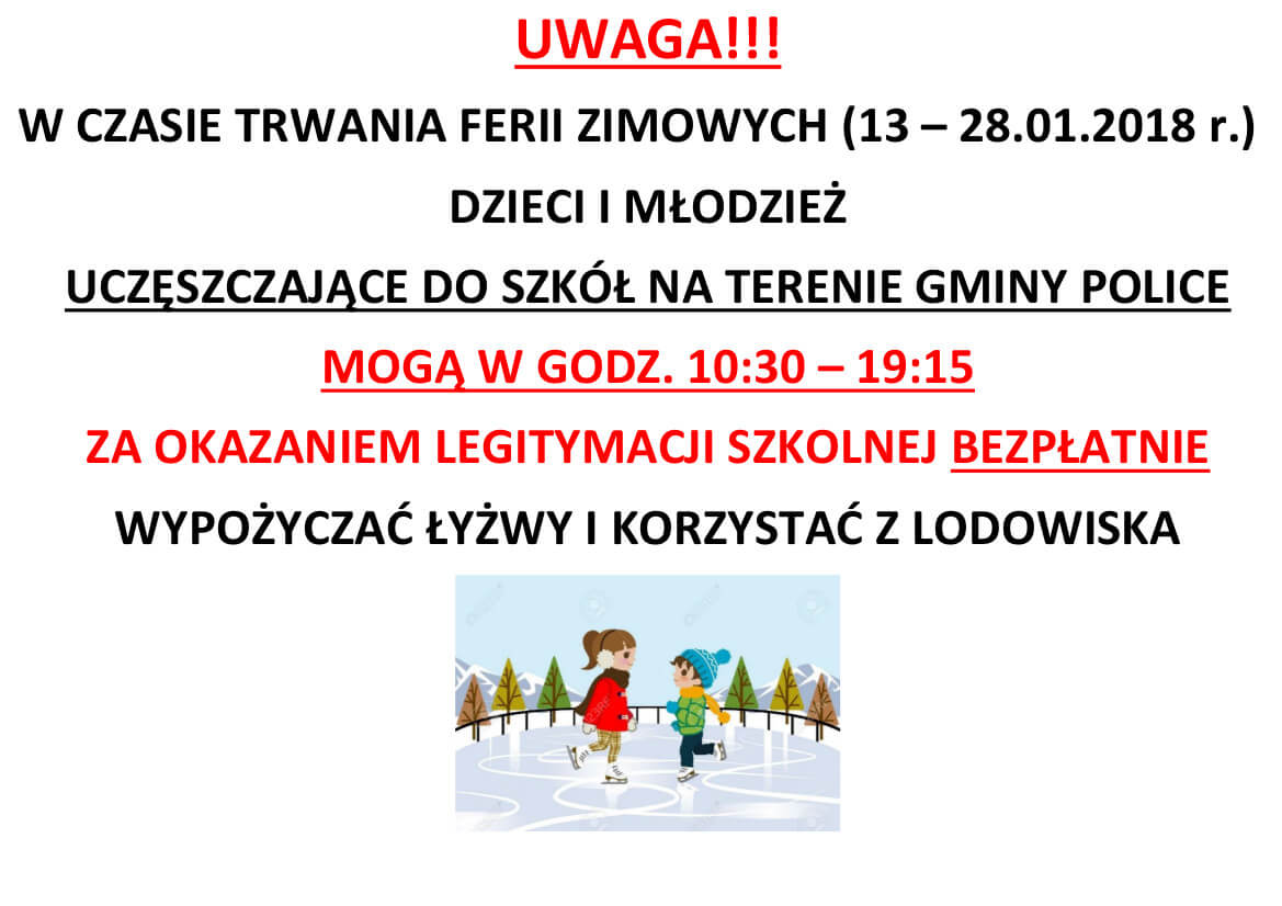 Bezpłatne lodowisko dla uczniów ze szkół Gminy Police
