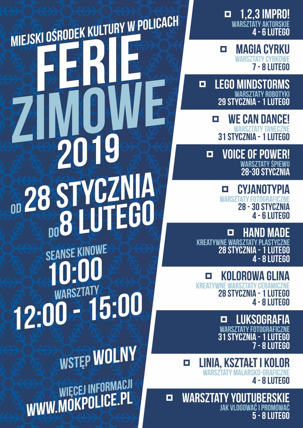 Ferie zimowe w Miejskim Ośrodku Kultury w Policach