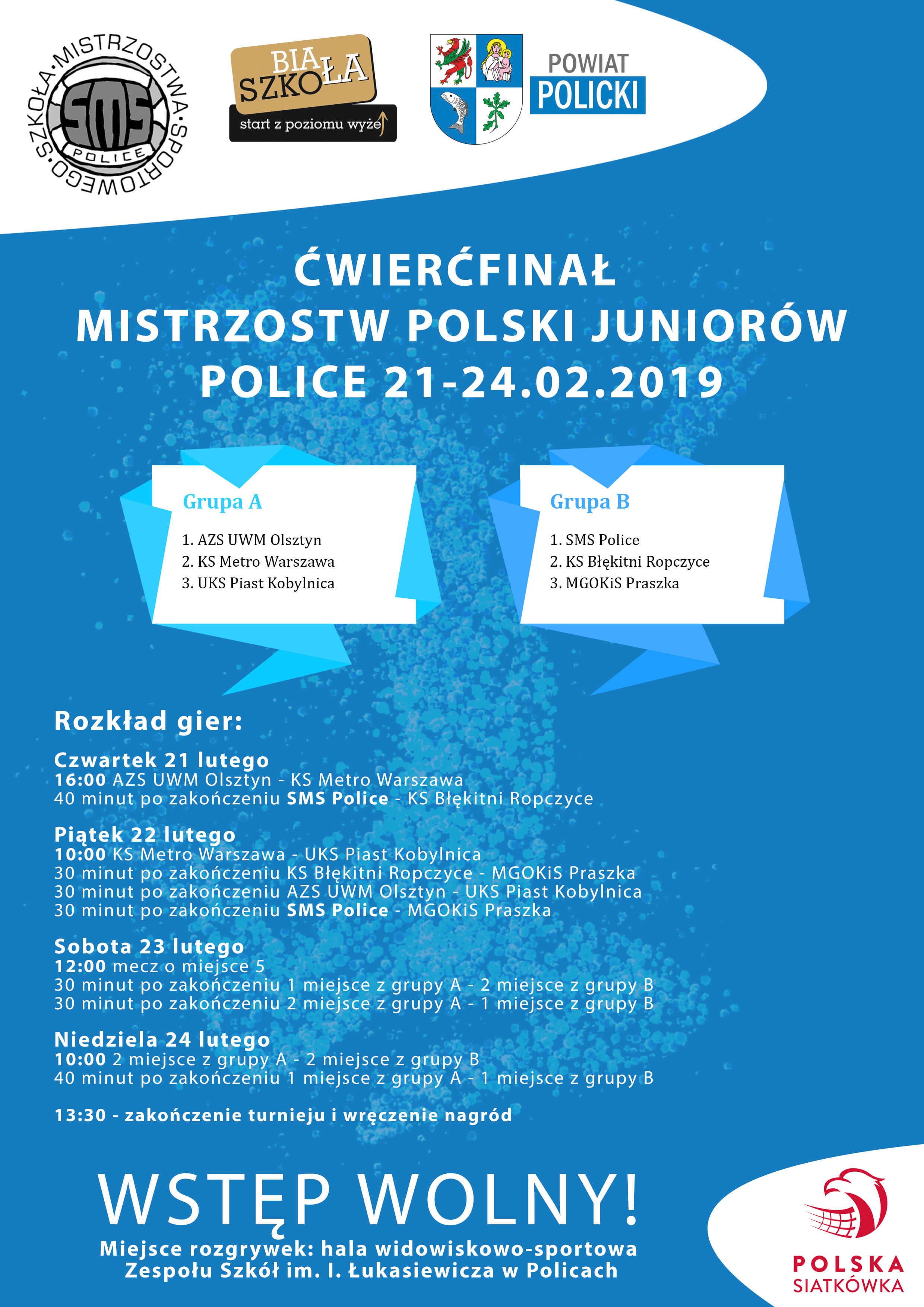 Ćwierćfinał    Mistrzostw Polski Juniorów w Piłkę Siatkową - zapowiedź