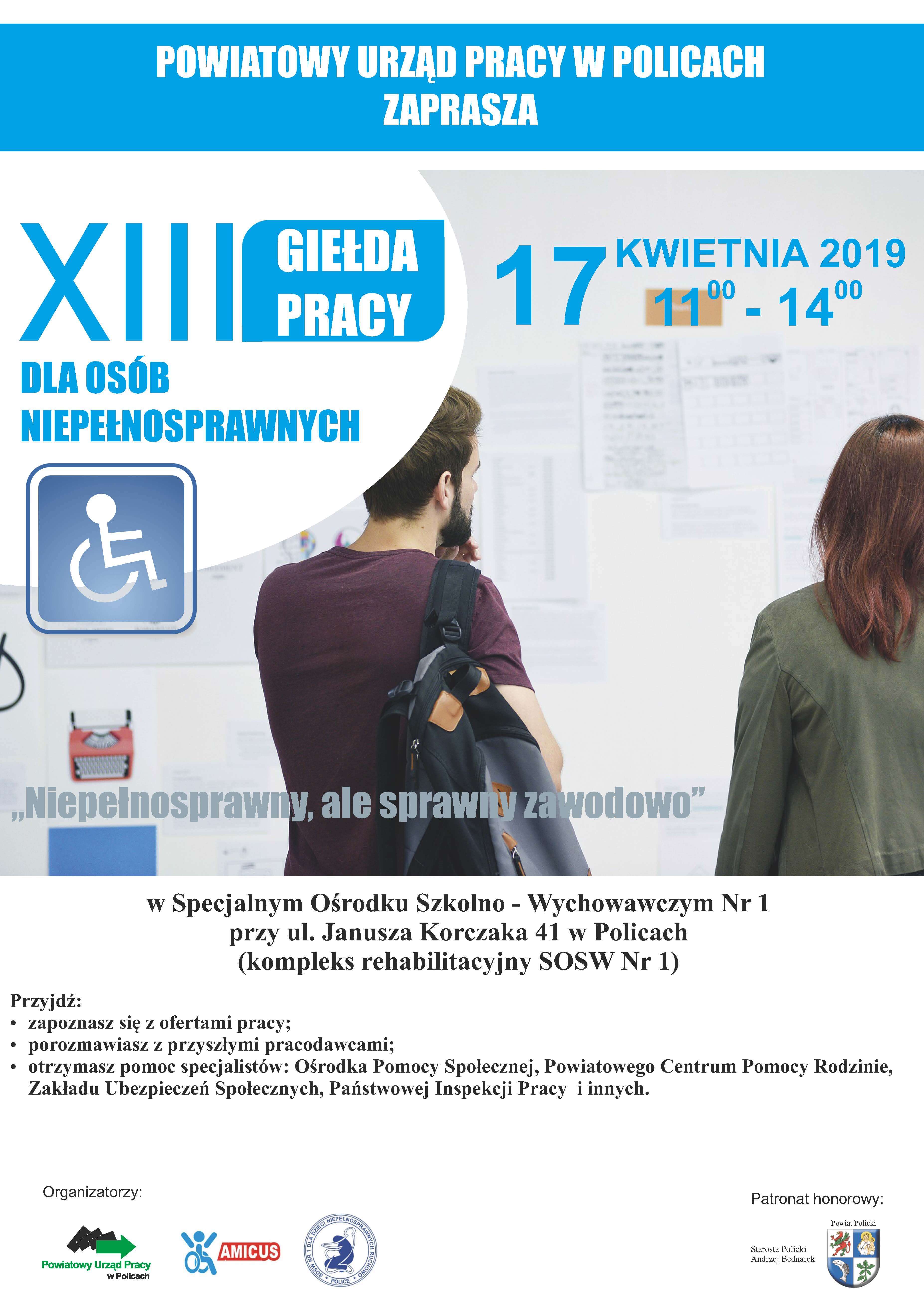 Zapraszamy na XIII Giełdę Pracy dla Osób Niepełnosprawnych