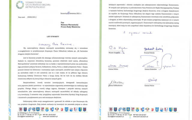 List otwarty w sprawie Zachodniego Drogowego Obejścia Szczecina