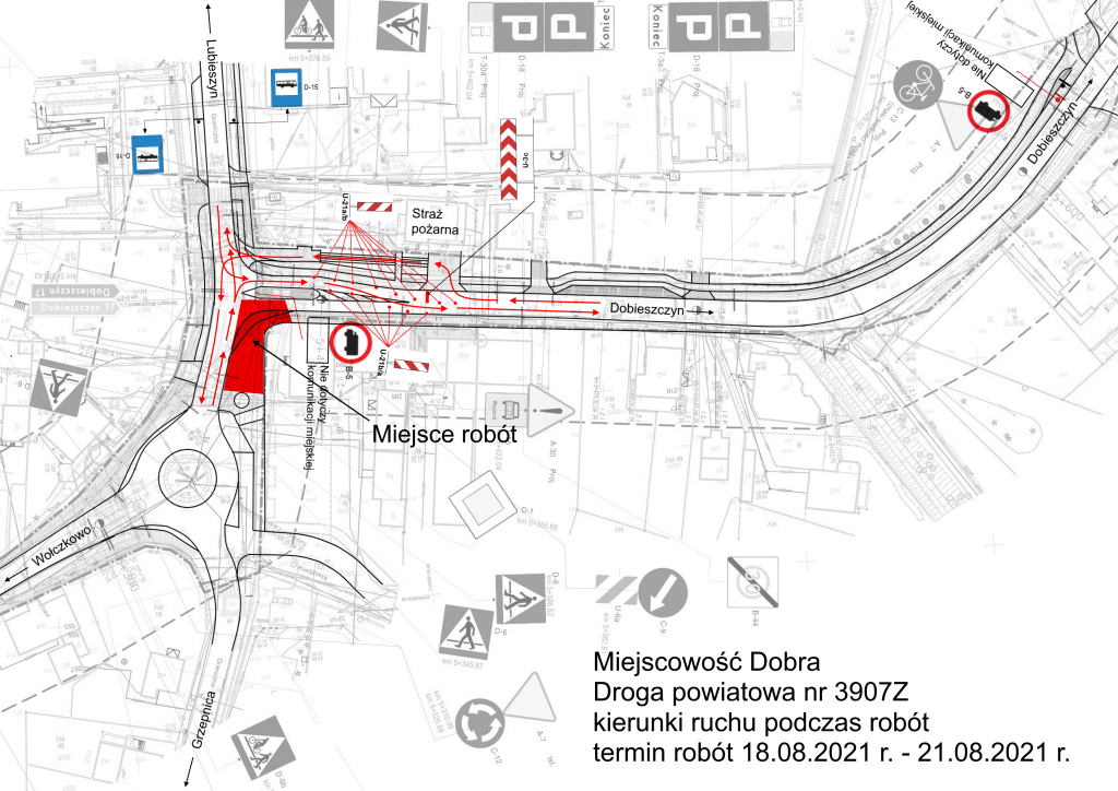 Kontrola i naprawa istniejącej sieci kanalizacji deszczowej w drodze nr 3907Z w m. Dobra ul. Szczecińska