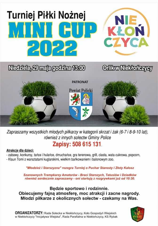 Zapraszamy na Turniej Piłki Nożnej Mini Cup 2022 w Niekłończycy