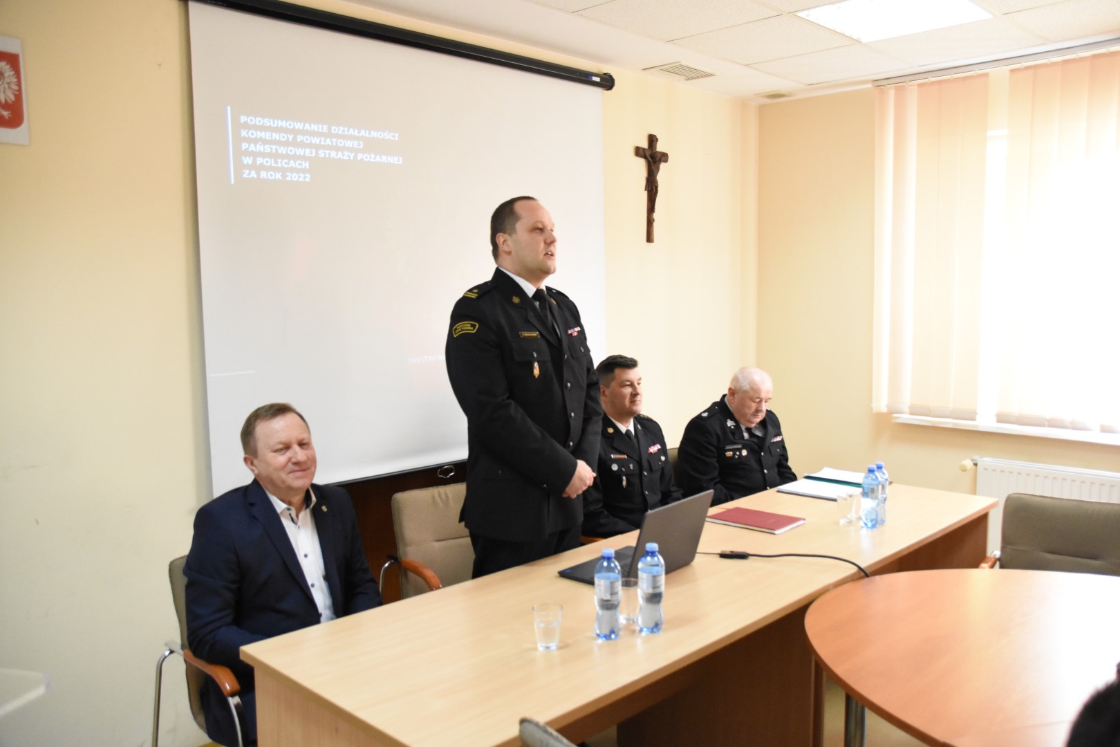 Spotkanie podsumowujące działalność Komendy Powiatowej Państwowej Straży Pożarnej w Policach w 2022 roku