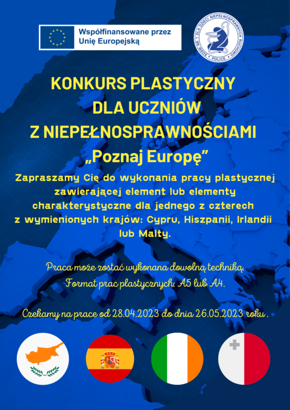 Konkurs plastyczny dla uczniów z niepełnosprawnościami "Poznaj Europę".