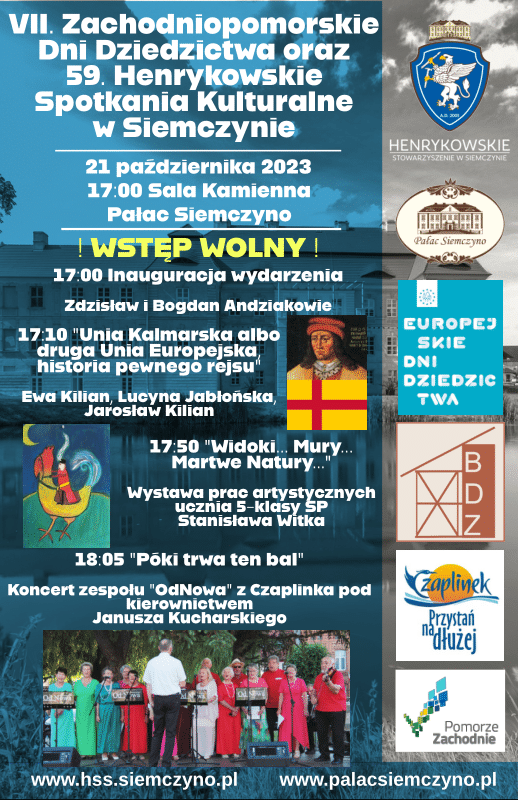 Zapraszamy na VII. Zachodniopomorskie Dni Dziedzictwa oraz 59. Henrykowskie Spotkania Kulturalne