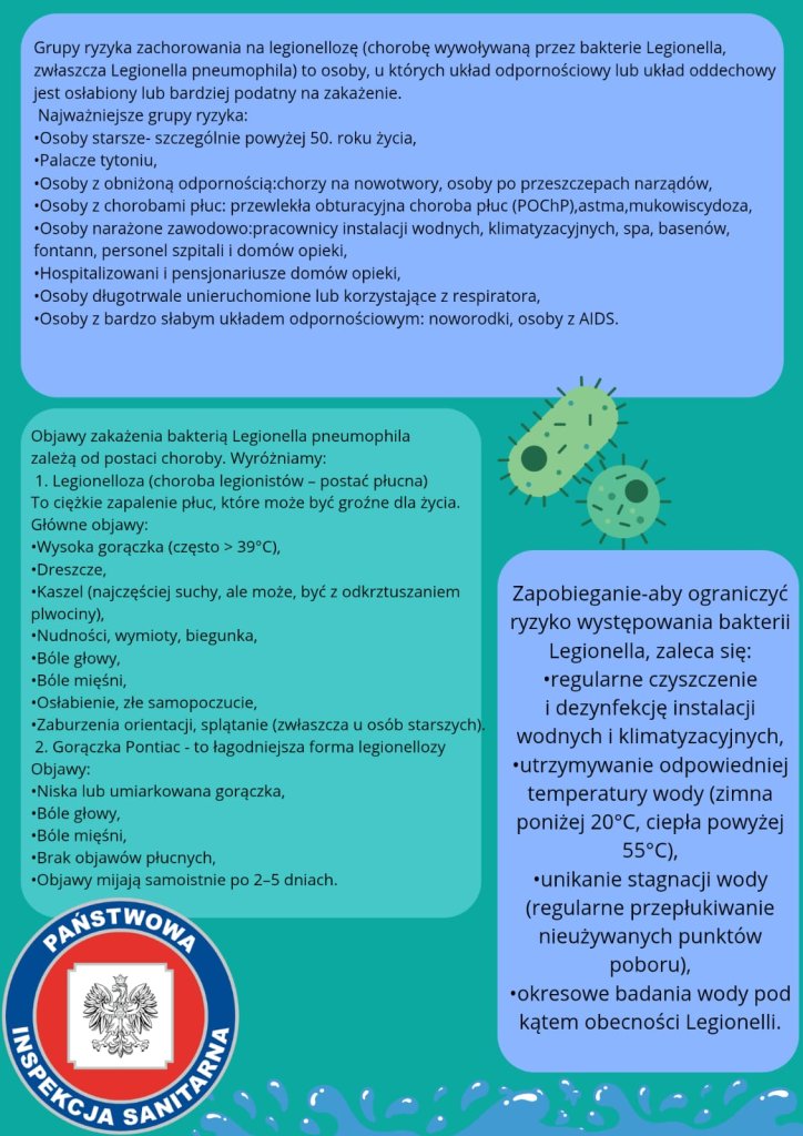 Uwaga na bakterię Legionella – ważne zalecenia na sezon letni