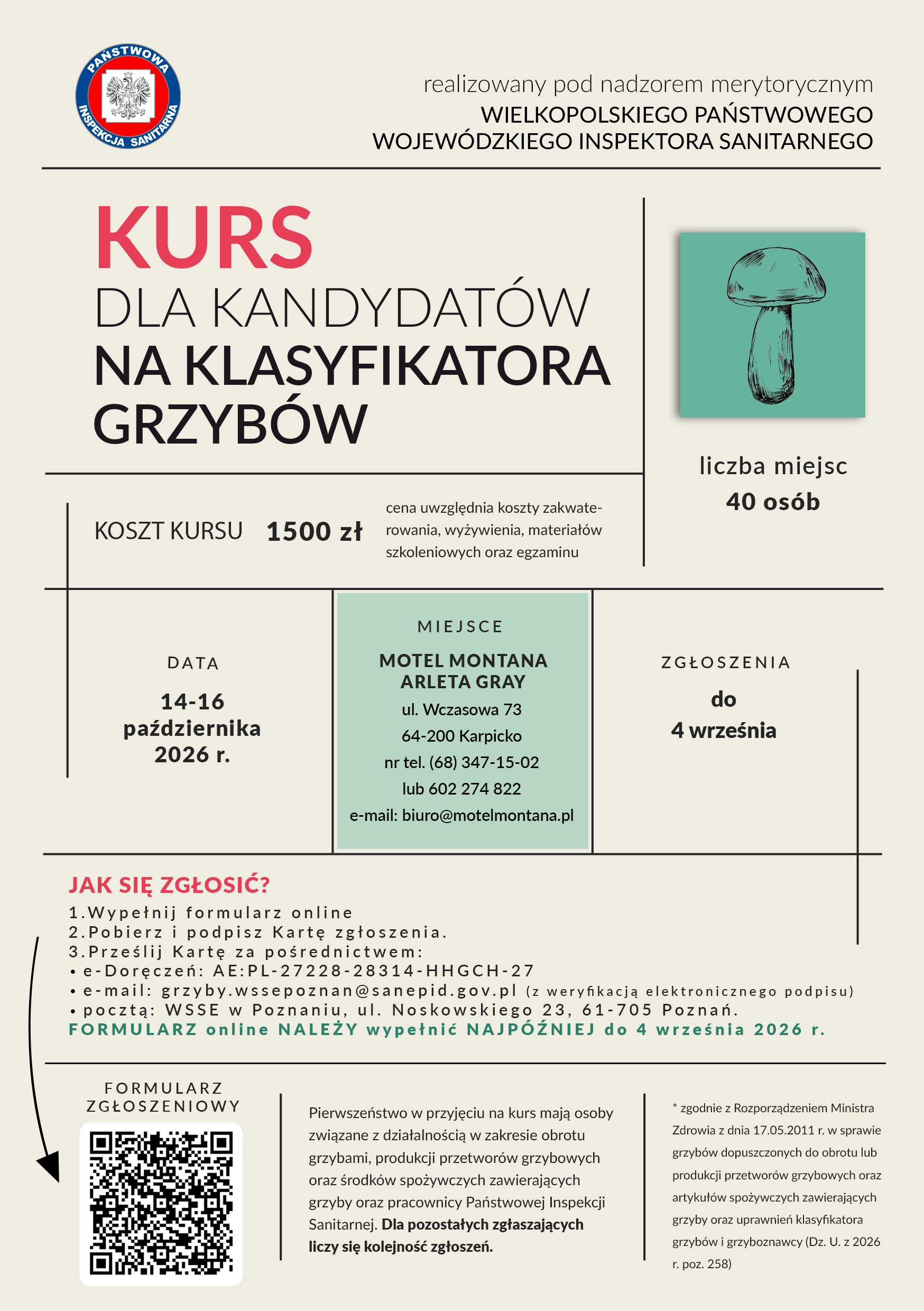 Kurs dla kandydatów na klasyfikatora grzybów