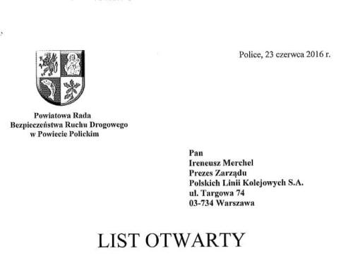 List Otwarty ws. bezpieczeństwa na przejeździe kolejowym w Przecławiu