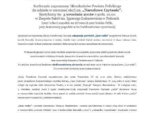 Narodowe czytanie w Policach