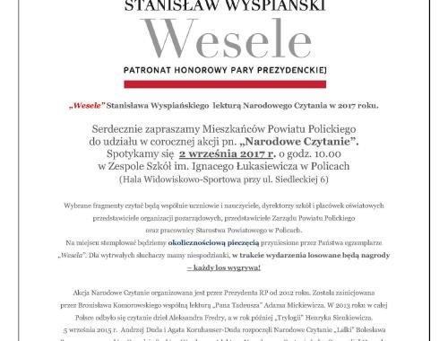 Narodowe Czytanie w Policach - zapowiedź