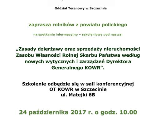 Zapraszamy rolników na spotkanie informacyjno-szkoleniowe