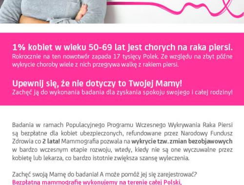 Bezpłatne badania mammograficzne
