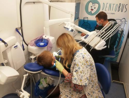 Dentobus przyjechał    do uczniów Zespołu Szkół im. I. Łukasiewicza w Policach