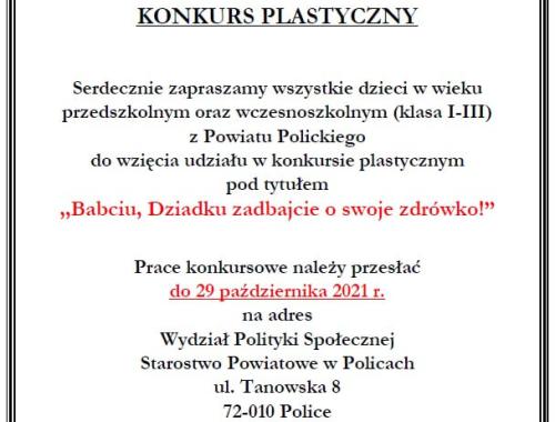Konkurs plastyczny ,,Babciu, Dziadku zadbajcie o swoje zdrówko!”