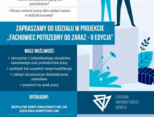 Zachęcamy do skorzystania z projektu "Fachowiec potrzebny od zaraz – II edycja"