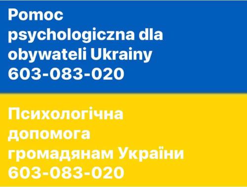 Pomoc psychologiczna dla obywateli Ukrainy przebywających na terenie Powiatu Polickiego