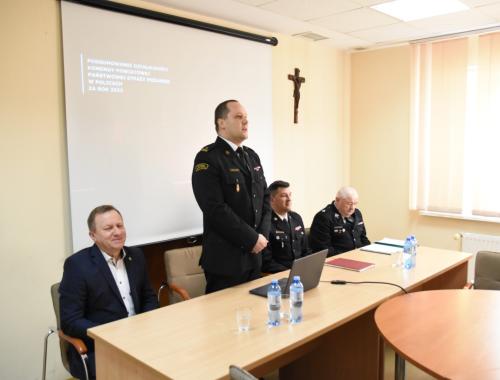 Spotkanie podsumowujące działalność Komendy Powiatowej Państwowej Straży Pożarnej w Policach w 2022 roku
