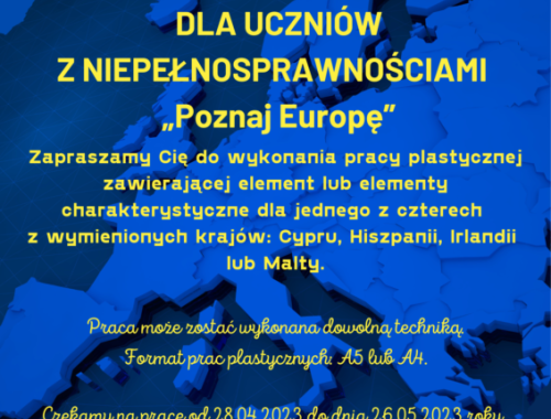 Konkurs plastyczny dla uczniów z niepełnosprawnościami "Poznaj Europę".