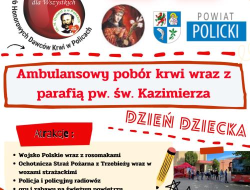 Ambulansowy pobór krwi wraz z parafią pw. św. Kazimierza w Policach