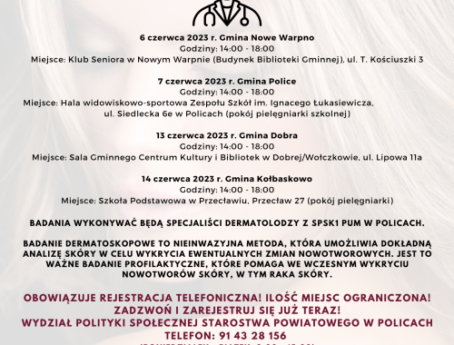 Zapraszamy na bezpłatne badania dermatoskopowe