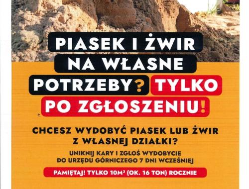 Piasek i żwir na własne potrzeby? Tylko po zgłoszeniu!