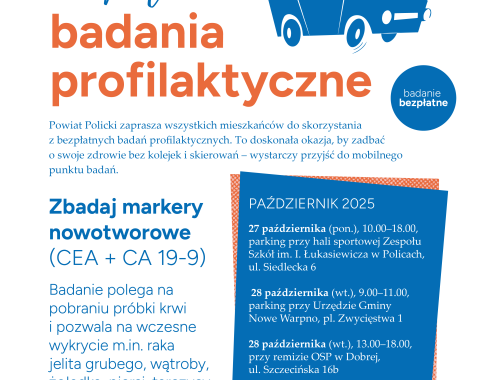 Bezpłatne badania markerów nowotworowych – „Po zdrowie z Powiatem Polickim”